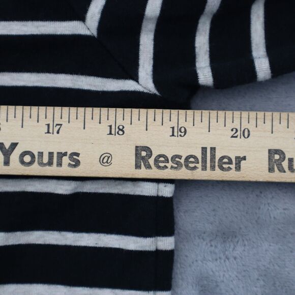 Banana Republic Sweater Womens M Black Long Sleeve Button Stripe Knit Pullover - Picture 4 of 16